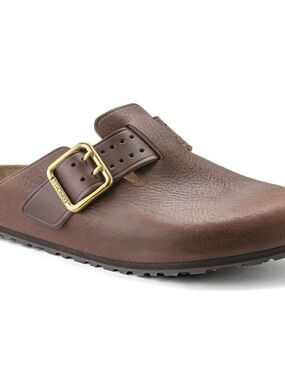 Birkenstock Boston Bold Clog Roast Brown 42 Regular Wide Leather Buckle Slip On